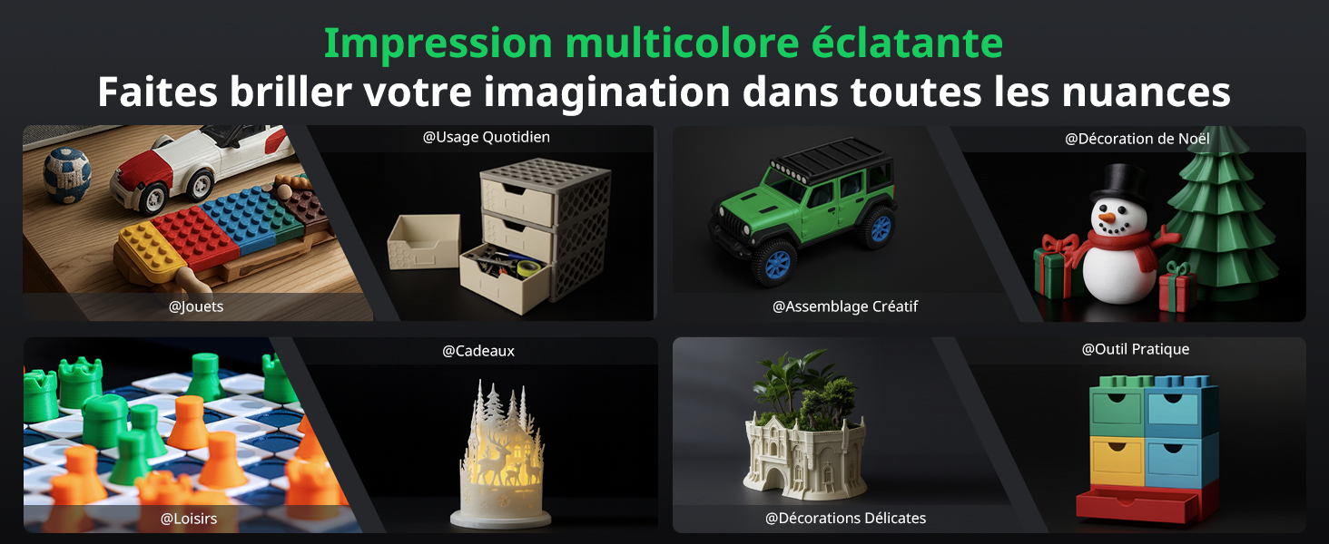 Le texte se lit comme suit : « Super session multicolore éclatante. Faites briller votre imagination dans toutes les nuances. » Collage montrant des produits de beauté, cosmétiques et parfumés colorés, notamment des palettes de maquillage, des vernis à ongles et des flacons de parfum.