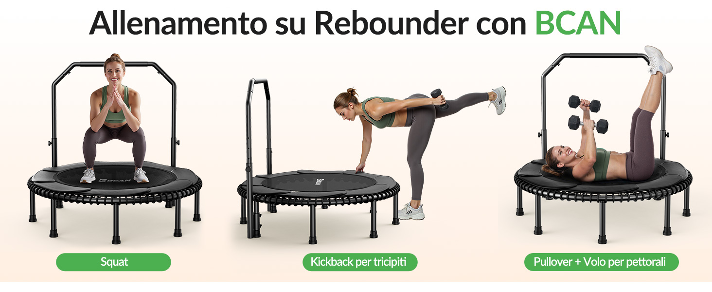 Il testo dice «Alineamiento sa Rebounder con SCAN». Serie di immagini che mostrano diverse posizioni o allineamenti su quello che sembra essere un mini trampolino o un dispositivo di rimbalzo.