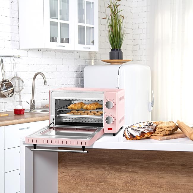 WOLTU Fornetto Elettrico 10L 650W, Forno per Pizza Elettrico, Mini Forno  con Teglia, Griglia e Pinza, Temperatura tra 100-230℃, Timer 0-60 min,  650W