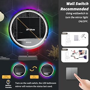 Specchio da bagno con Led Luce RGB