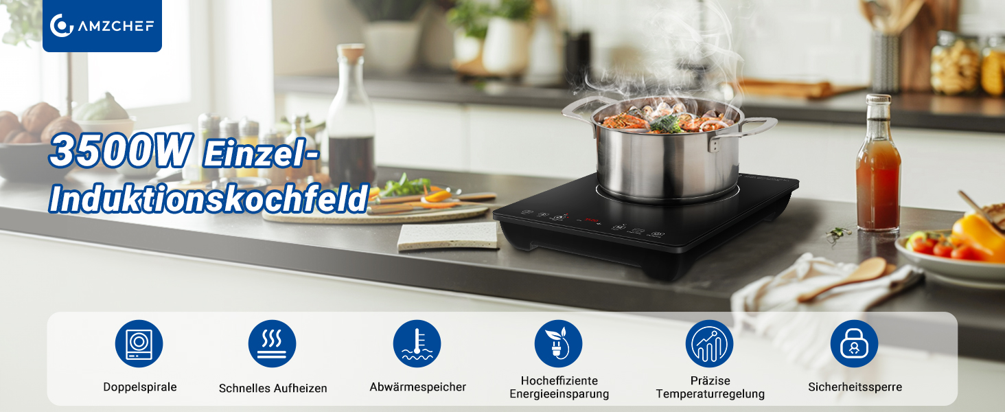 induktionskochfeld 1 platte induktionskochplatte einzel kochfeld induktion 3500W induktionsplatte