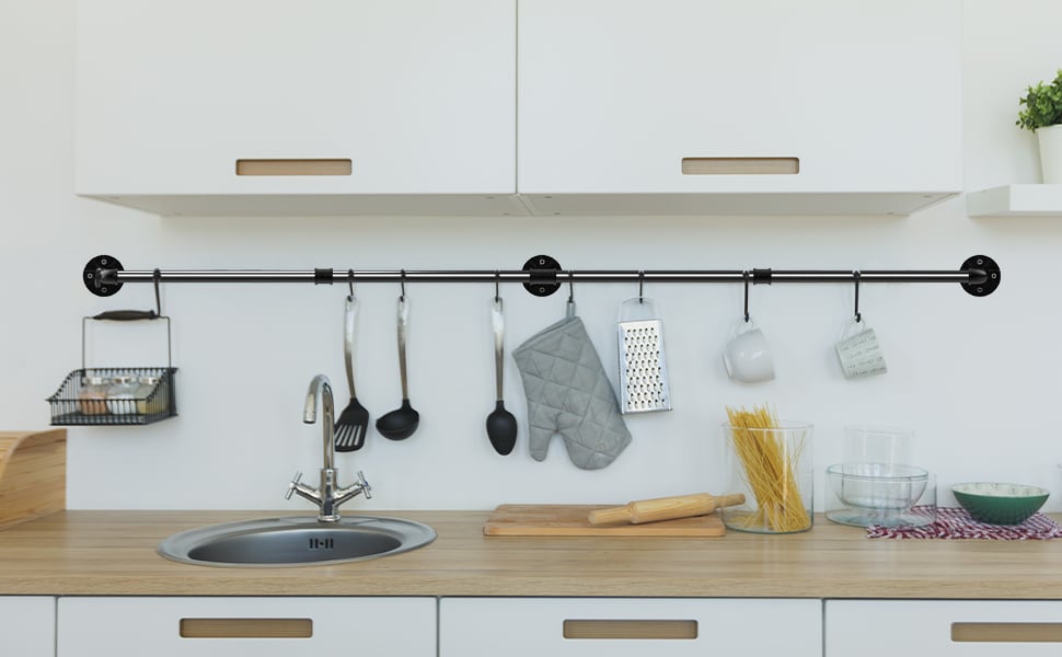 Appendiabiti per Tubo Industriale, Barra Appendiabiti da Parete a Tubo