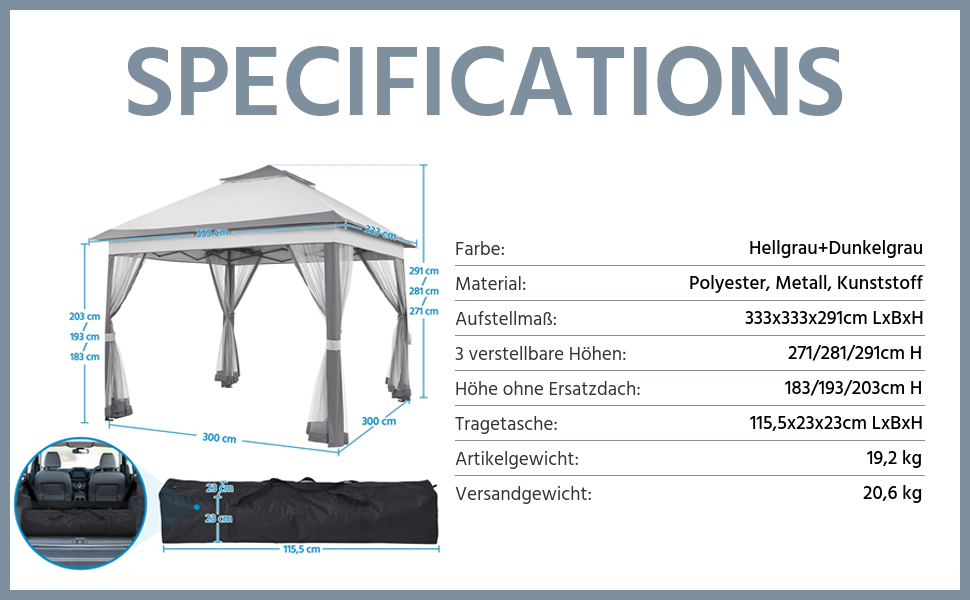 Gartenpavillon mit Moskitonetz 