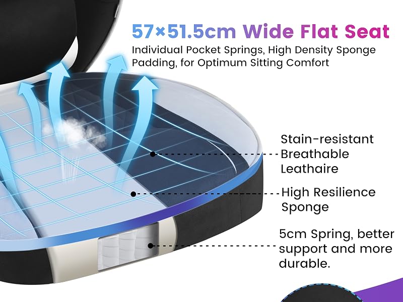 WOLTU Sedia Gaming, Sedia Ergonomica con Schienale Reclinabile, Supporto Lombare