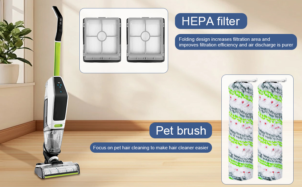 Heykewi Rouleau de Brosse et Filtre HEPA pour Bissell Crosswave X7 plus Cordless Pet | 2955N | 3479N