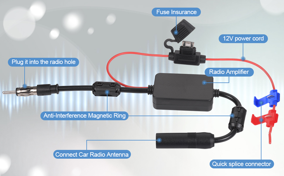 Car Stereo FM AM Radio Antenna Signal Booster Amplifier