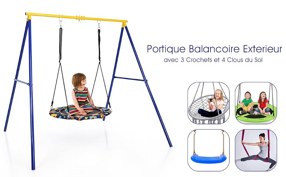 Cadre De Portique Pour Balançoire Extérieur - Support Jusqu'à 200kg - Structure Type A