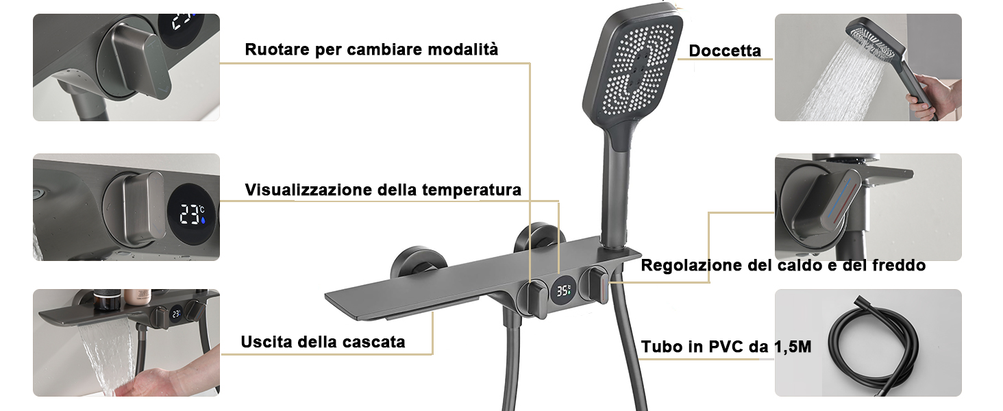 Rubinetti Vasca Con Cascata Rubinetto Vasca Da Bagno Con Display Della 