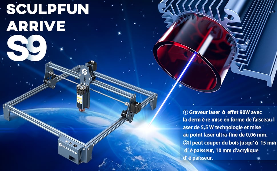 SCULPFUN S9 Machine de gravure laser ultra-fine entièrement en