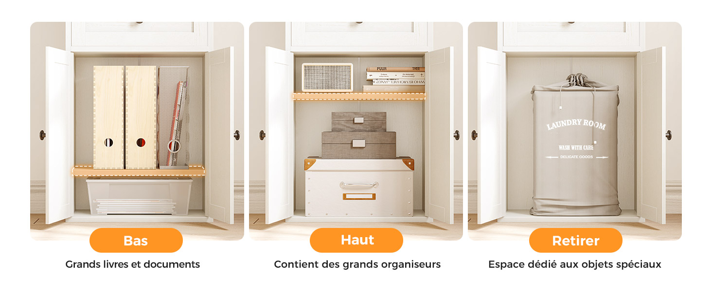 Série de schémas techniques ou d'instructions d'installation présentant différentes configurations et options de montage avec des flèches et des indicateurs de mesure.