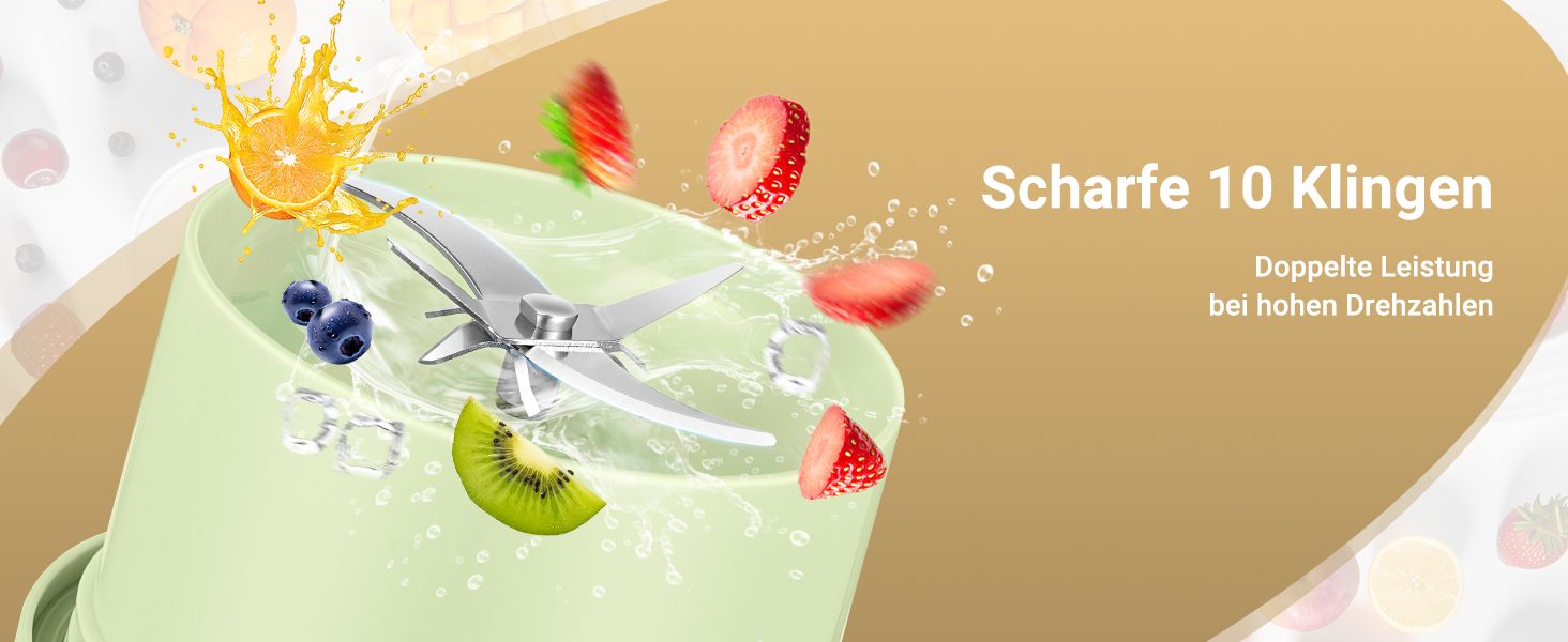Beverage Splash-Fotografie, auf der Fruchtstücke wie Erdbeeren, Kiwi und Blaubeeren in einem hellgrünen Getränk mit flüssigen Bewegungseffekten