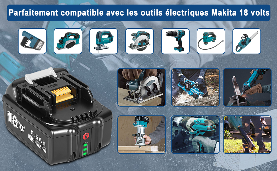 Batterie de remplacement lithium-ion pour Makita 18v