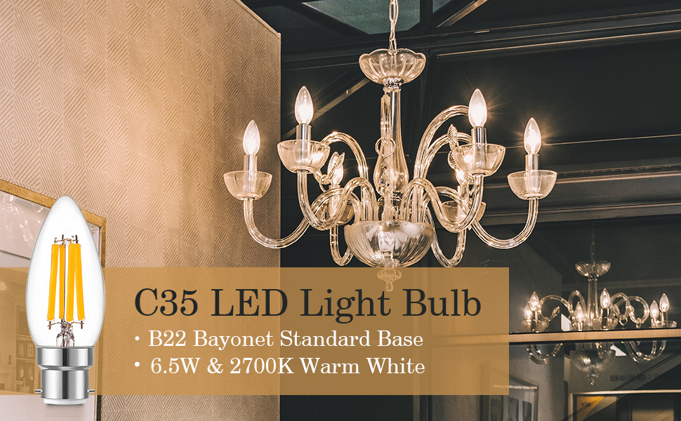 6W B22 LED Candle Filament Bulb 