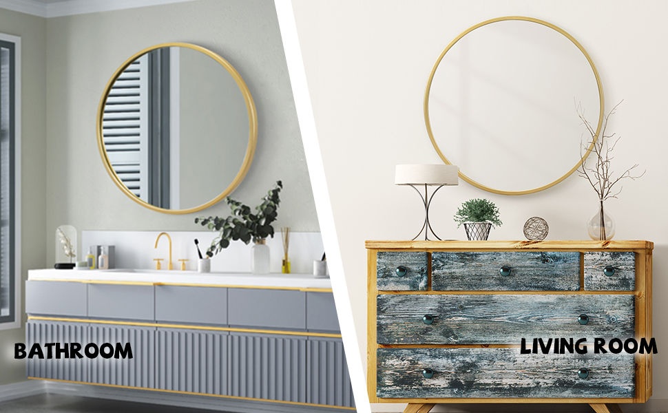 Specchio da parete circolare per bagno e soggiorno