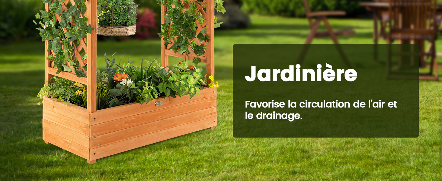 Jardinière avec 2 Treillis