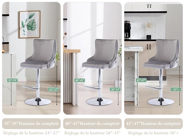 tabouret bar en velours tabouret de bar reglable