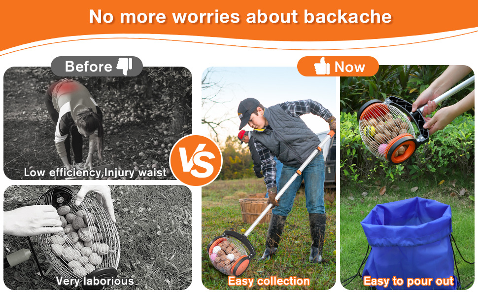 Ramasse-noix Réglable à Manche Long Économie De Travail - Collecteur De Noix De Pécan Noyer