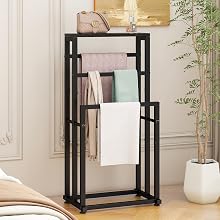  Freestanding Towel Rack for Bathroom, 3 Tier Metal Blanket Ladder Holder