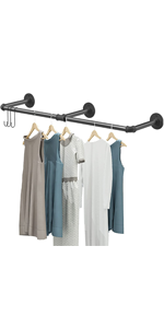 Pamo Tubo Appendiabiti pamo Industrial Loft Design Guardaroba per Cabina Armadio Parete Appendiabiti