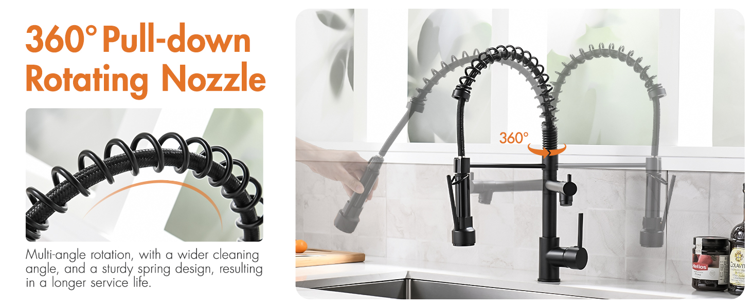 black kitchen faucet with pull down sprayer