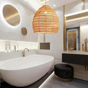 lampada a sospensione in rattan