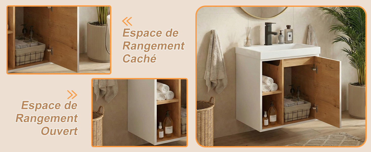 Série d'images de design d'intérieur montrant des solutions de rangement murales et des étagères dans des intérieurs modernes avec des éléments décoratifs.