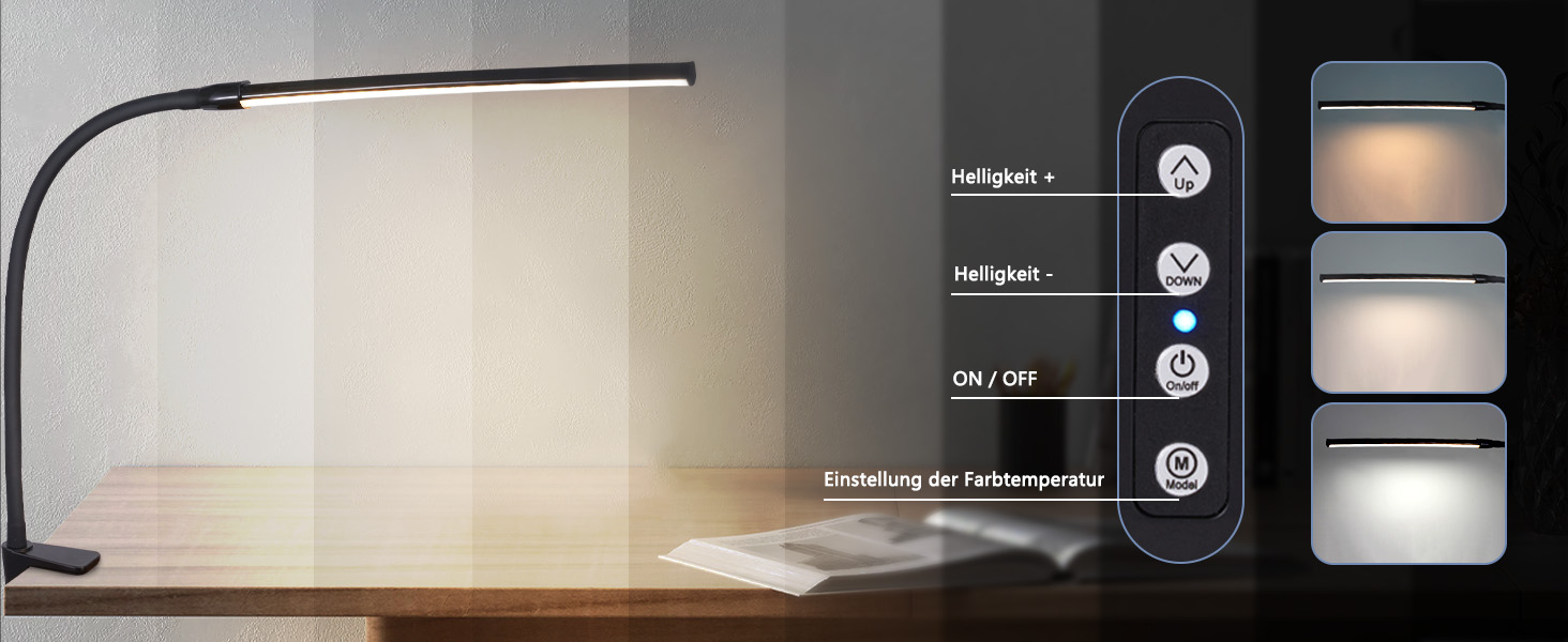 lampada da scrivania con morsetto