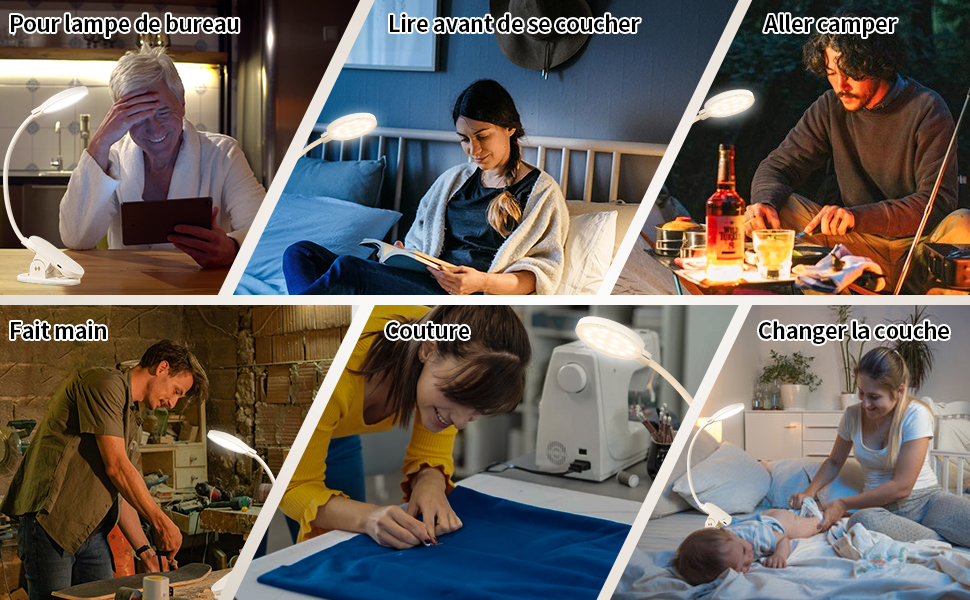 LED Lampe Bureau Pince Lampe Pince pour Lit Lampe Chevet Pince Lampe Pour Lire Lampe Lecture