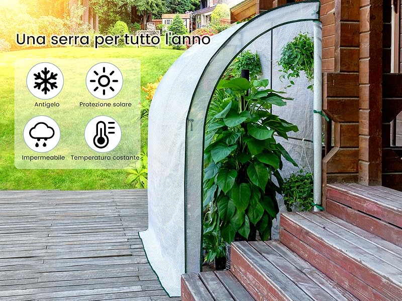 VEVOR VEVOR Serra da Giardino per Piante a Tunnel Impermeabile con 6  Finestre e Porte 3 x 2,1 x 2,1m, Serra a Tunnel da Esterno Impermeabile in  Acciaio Zincato Copertura PE 12,8