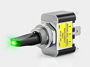 Nilight LED Toggle Switch Green LED Metal Switch SPST 3 Pin Switch for Automotive Cars Trucks 