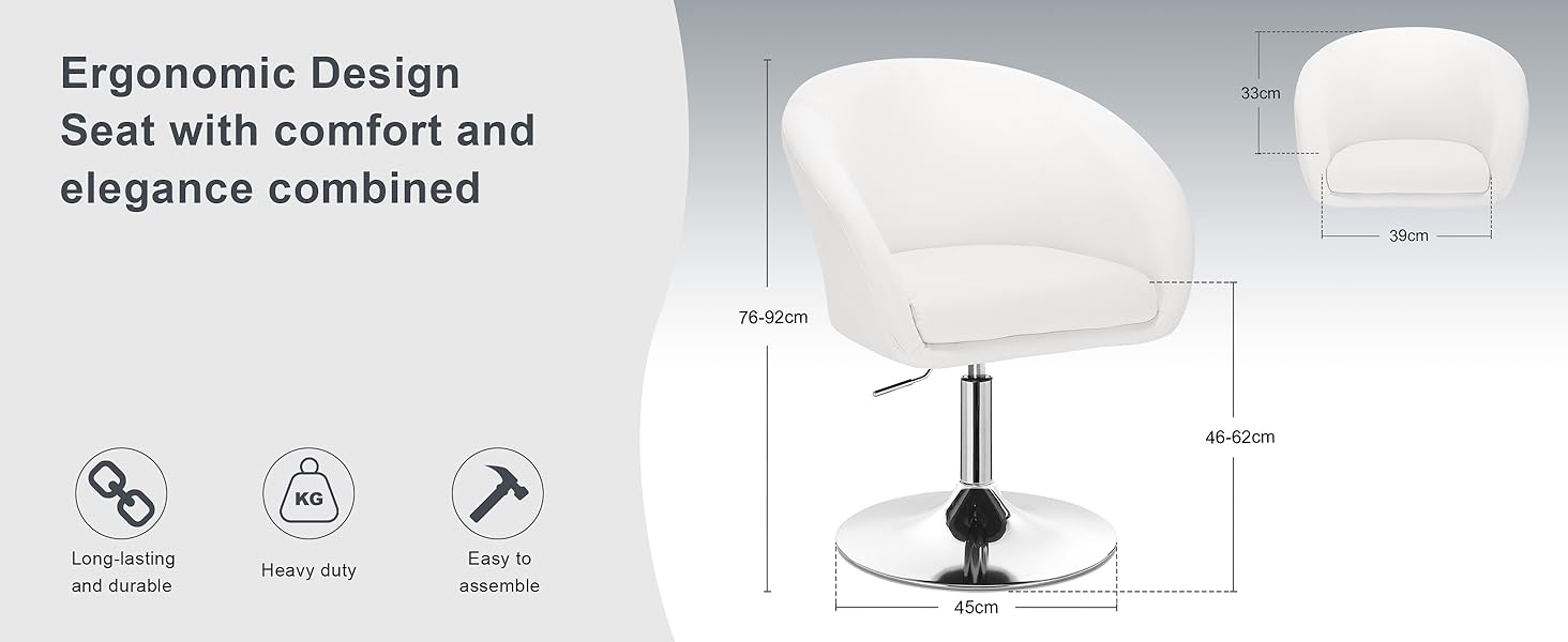 the chair company - sedia girevole in pelle bianca