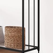 Console étroite 85 Cm - Table D'entrée Avec étagère Verre, Structure Métal, Pieds Réglables, Couleur Marron Rustique