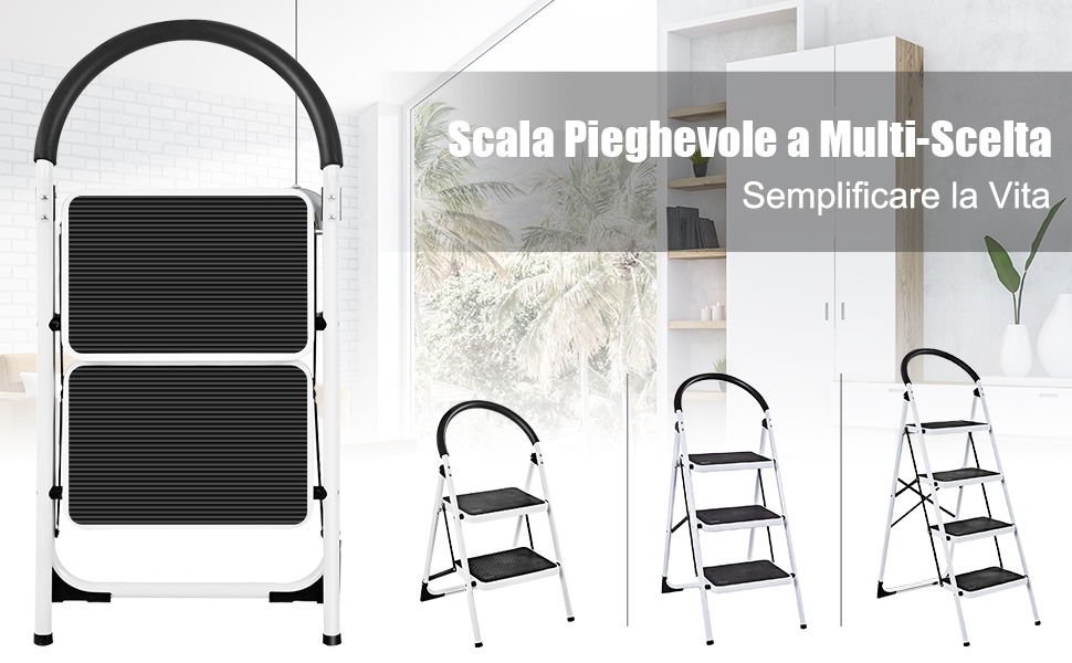 Scaletta 3 Gradini Pieghevole Kleeneze | Leggera, Antiscivolo, Per Interni Ed Esterni – Ideale Per Fai Da Te E Decorazioni