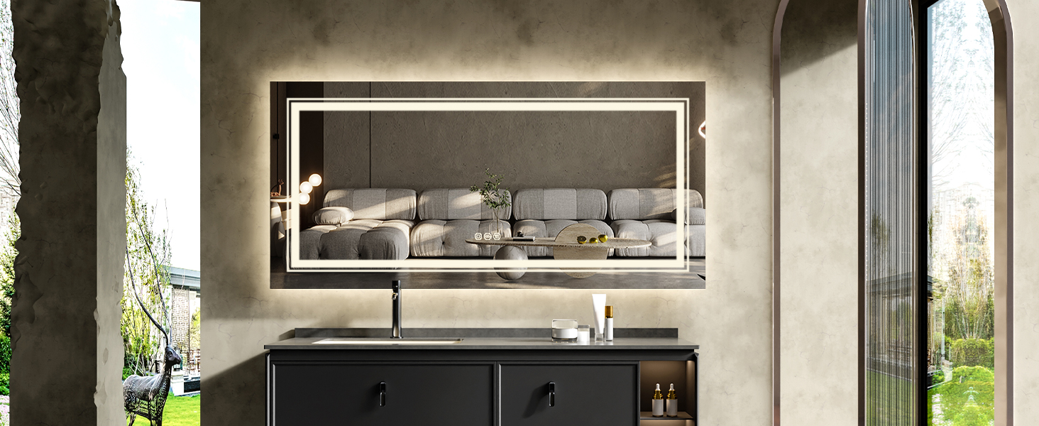 LUVODI Grande Specchio da Bagno con LED luce da parete