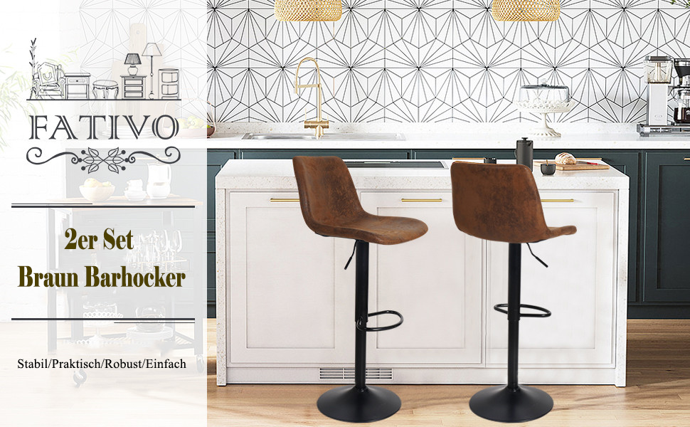 Braun Barhocker 2er-Set