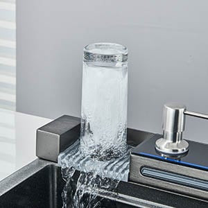 Single Bowl Kitchen Sink Waterfall Single Sink Filtered Water Faucet Workstation Kitchen Sink