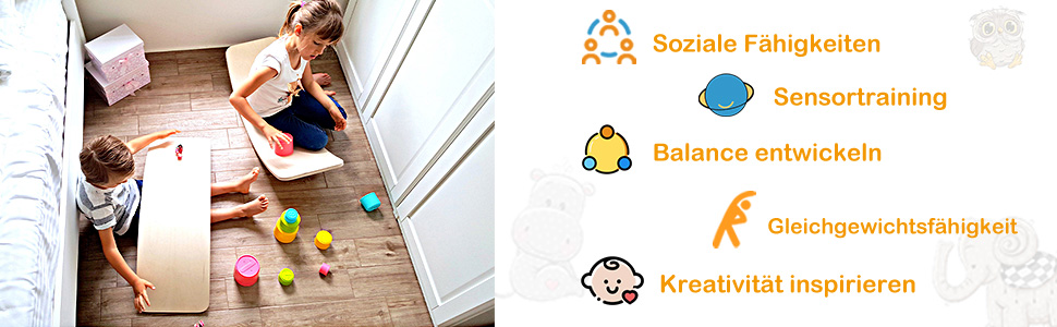 90 x 30cm Balance Board Balancierbrett aus Holz Wackelbrett Kurviges Board Kinder