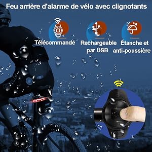 Luz trasera de alarma de bicicleta