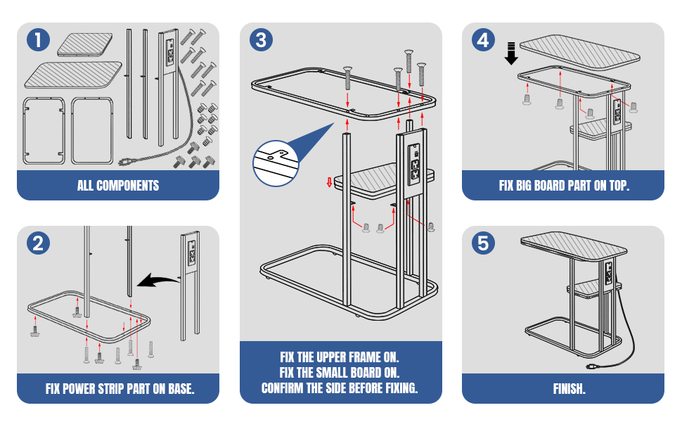 snack side table installation steps