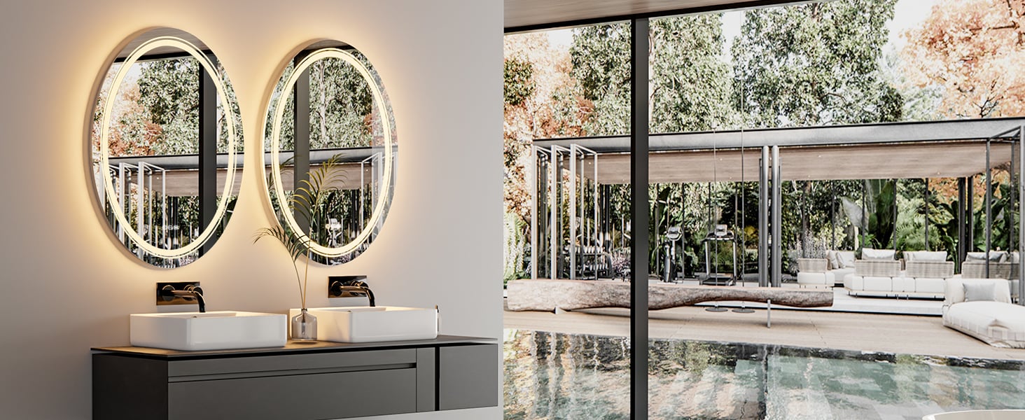 LUVODI Ovale Specchio da bagno con LED da Parete Specchio Bagno Retroilluminato e Frontale luce