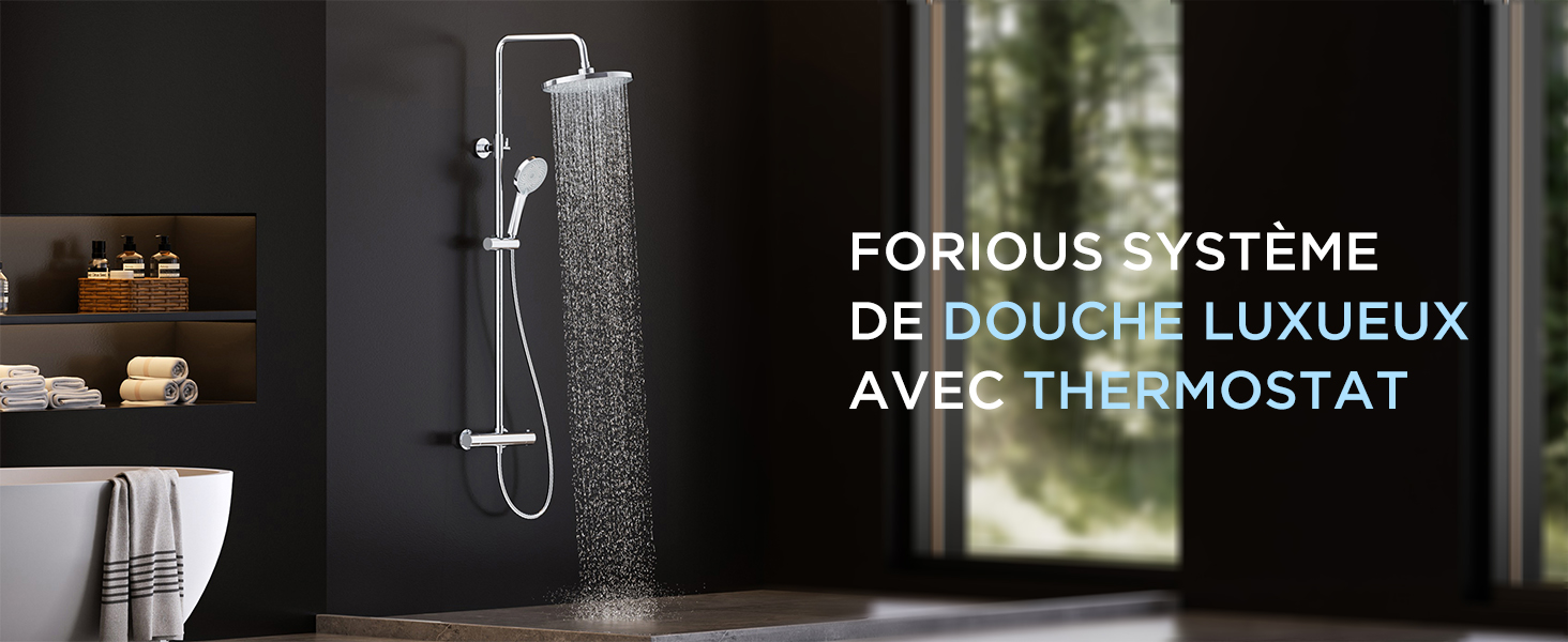 colonne de douche noir thermostatique