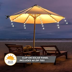 Lámparas solares para sombrillas de patio al aire libre