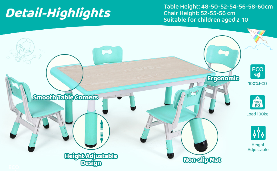 Table pour enfants avec 4 chaises