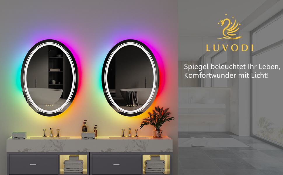 RGB beleuchteter badezimmerspiegel badezimmerspiegel rund badezimmerspiegel mit lampe