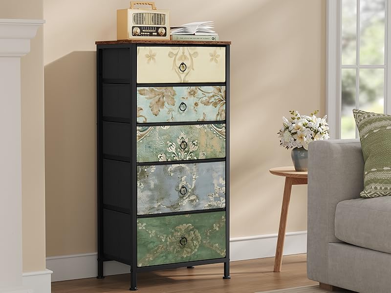 Cassettiera Con 3 Cassetti E 4 Ripiani - In Tessuto E Acciaio - Foto 8