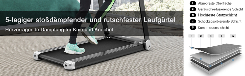 Elektrisches Laufband App-kontrolliert | Bluetooth | 3 Modi LED Display | klappbar 