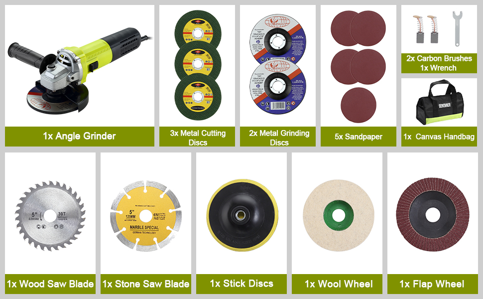 Collection d'accessoires pour outils électriques comprenant divers disques de coupe et de meulage.