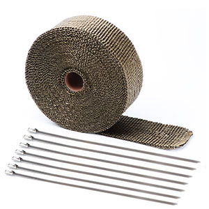 Ruban Isolant Thermique Pour Échappement Moto/Voiture - 5m X 50mm, Basalte, Avec 10 Attaches Inox