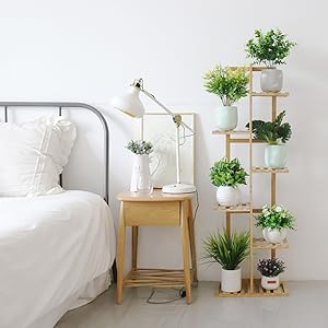 Yusheng Scaffale Per Piante In Bambù A 2 Livelli – 47x30x21 Cm – Supporto Regolabile Per Fiori – Resistente E Impermeabile – Per Balcone, Soggiorno, Giardino, Interno/esterno - 2
