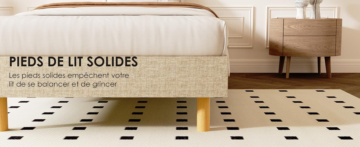 Le texte indique « PIEDS DE LIT SOLIDES ».